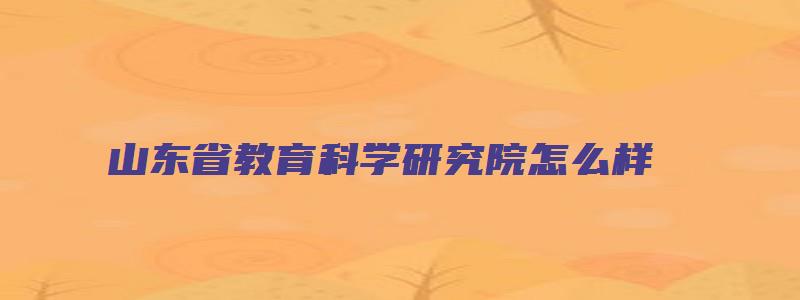 山东省教育科学研究院怎么样