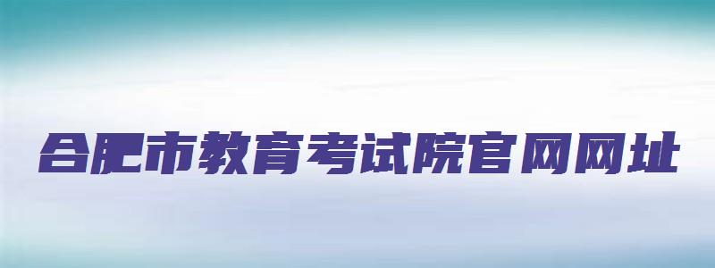 合肥市教育考试院官网网址