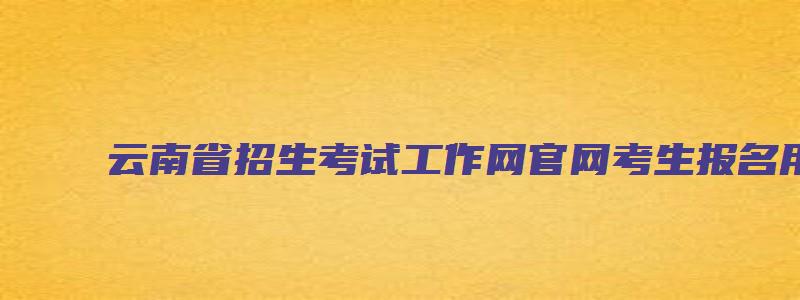 云南省招生考试工作网官网考生报名用户查询