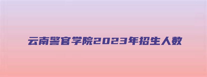 云南警官学院2023年招生人数