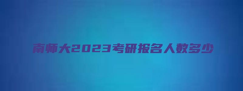 南师大2023考研报名人数多少