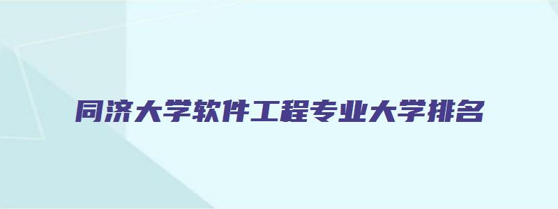 同济大学软件工程专业大学排名