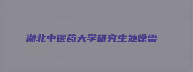 湖北中医药大学研究生处徐雷