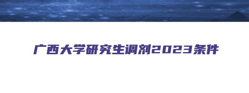 广西大学研究生调剂2023条件