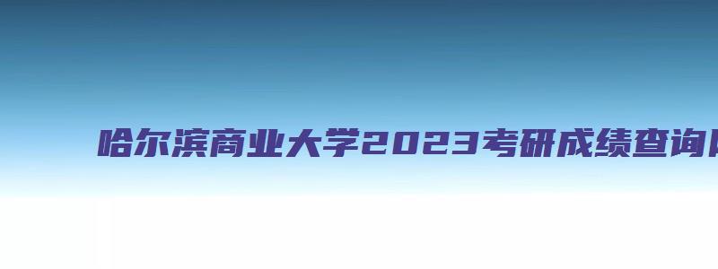 哈尔滨商业大学2023考研成绩查询网站