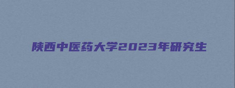 陕西中医药大学2023年研究生