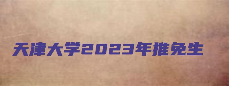 天津大学2023年推免生