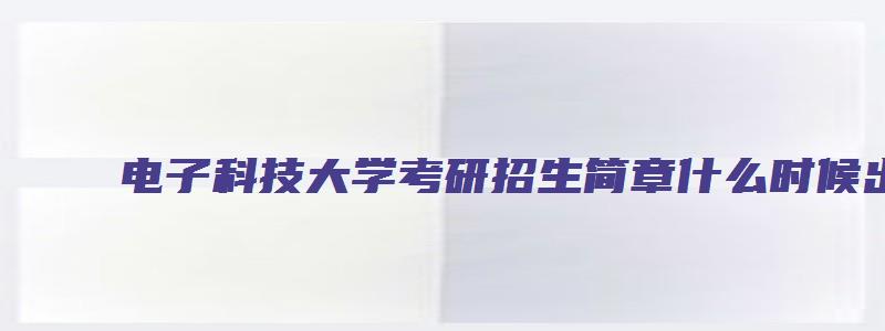 电子科技大学考研招生简章什么时候出