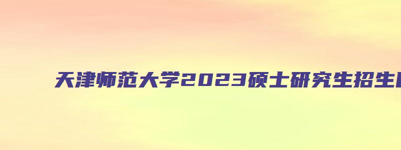 天津师范大学2023硕士研究生招生目录