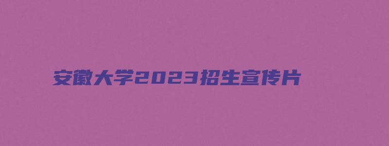 安徽大学2023招生宣传片