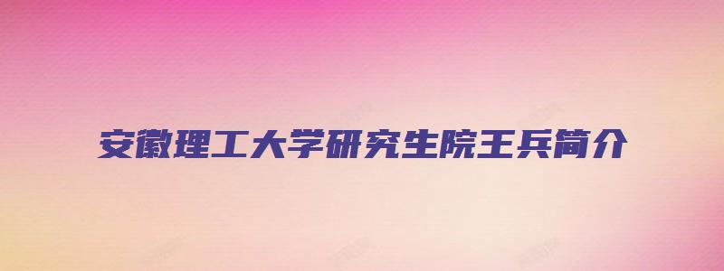 安徽理工大学研究生院王兵简介