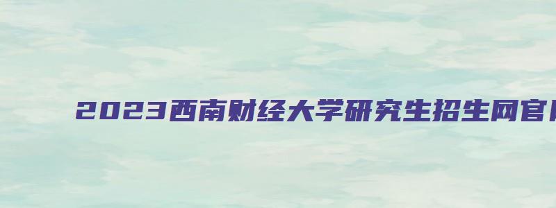 2023西南财经大学研究生招生网官网