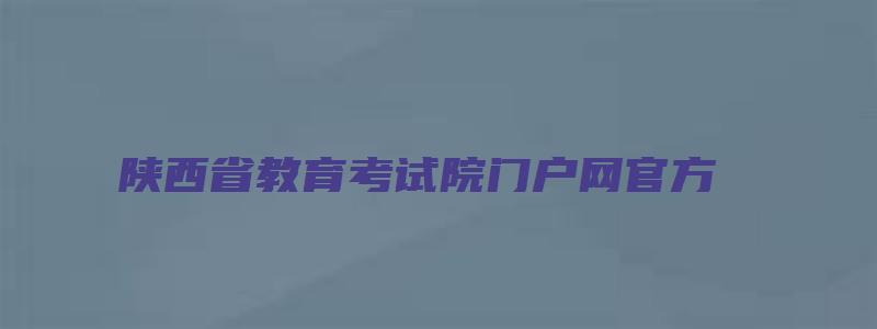 陕西省教育考试院门户网官方