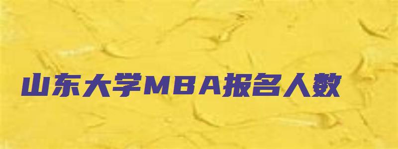 山东大学MBA报名人数