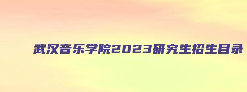 武汉音乐学院2023研究生招生目录