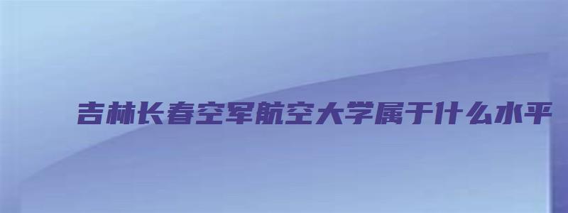 吉林长春空军航空大学属于什么水平