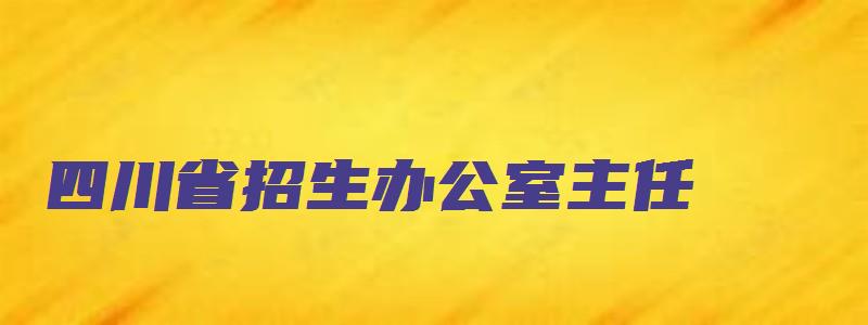 四川省招生办公室主任