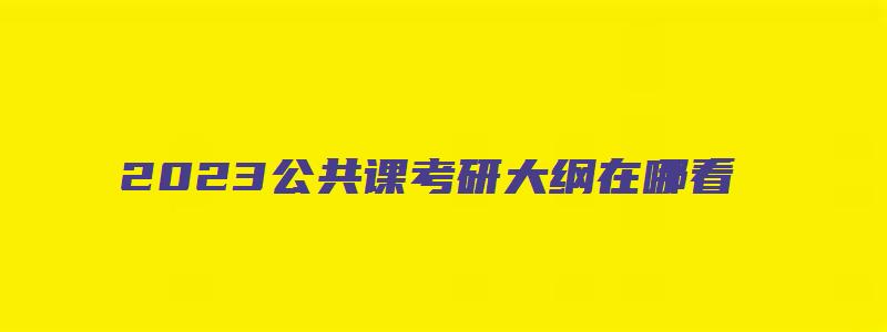 2023公共课考研大纲在哪看