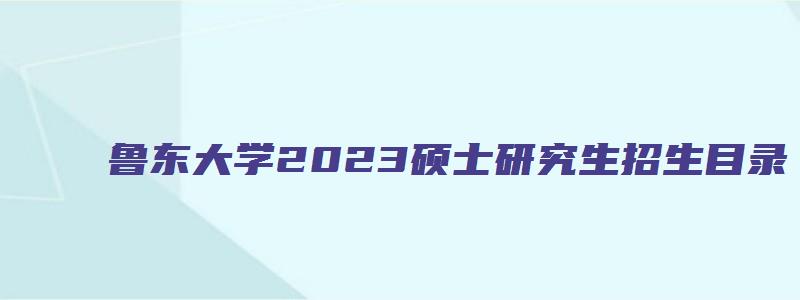 鲁东大学2023硕士研究生招生目录