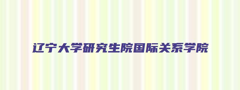 辽宁大学研究生院国际关系学院