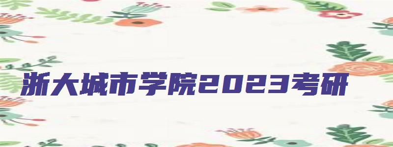 浙大城市学院2023考研