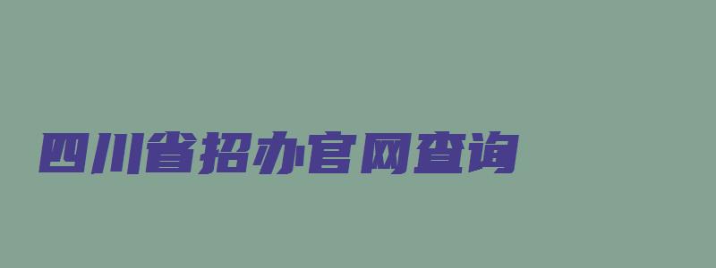 四川省招办官网查询