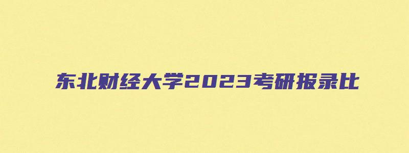 东北财经大学2023考研报录比