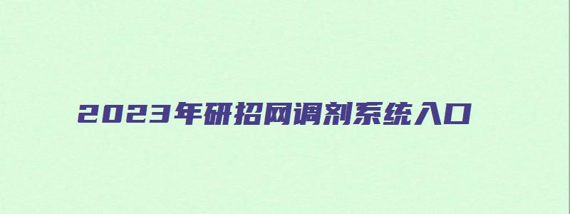 2023年研招网调剂系统入口