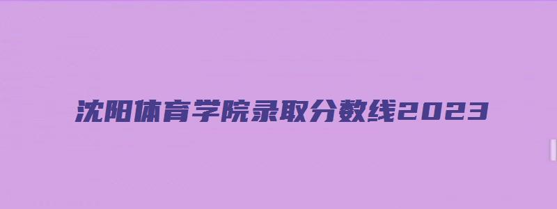 沈阳体育学院录取分数线2023