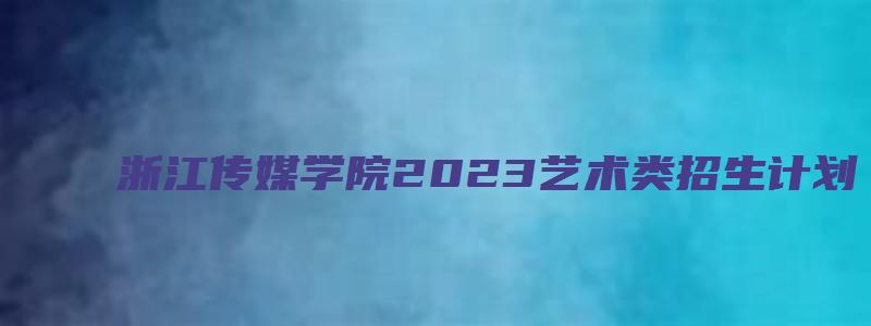 浙江传媒学院2023艺术类招生计划