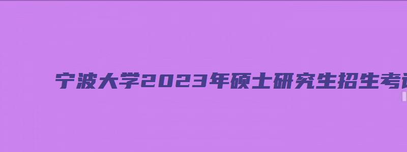 宁波大学2023年硕士研究生招生考试初试试题