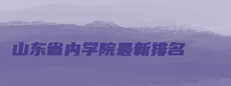 山东省内学院最新排名