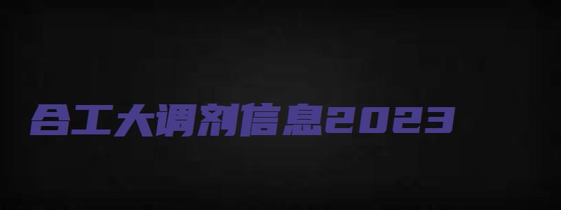 合工大调剂信息2023