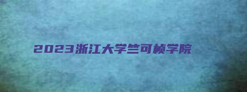 2023浙江大学竺可桢学院