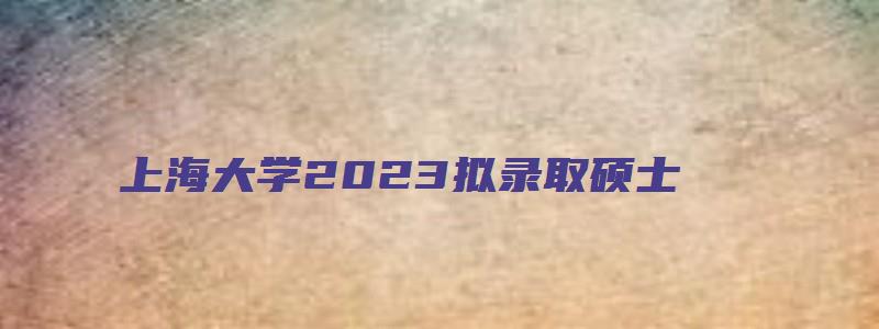 上海大学2023拟录取硕士