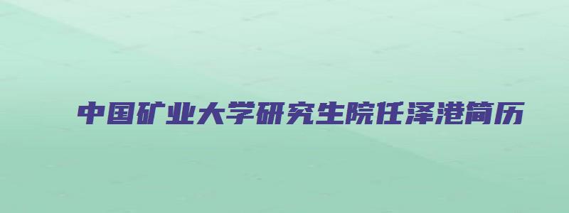 中国矿业大学研究生院任泽港简历