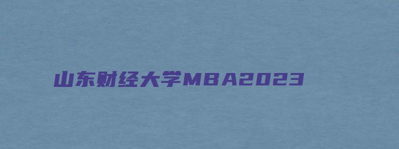 山东财经大学MBA2023