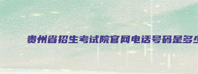 贵州省招生考试院官网电话号码是多少