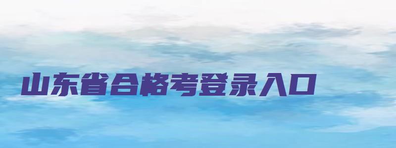 山东省合格考登录入口