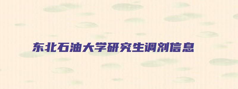 东北石油大学研究生调剂信息