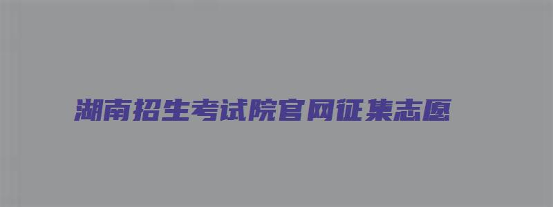 湖南招生考试院官网征集志愿