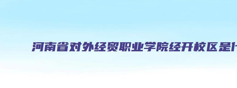 河南省对外经贸职业学院经开校区是什么形式办学