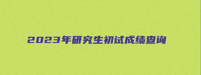 2023年研究生初试成绩查询