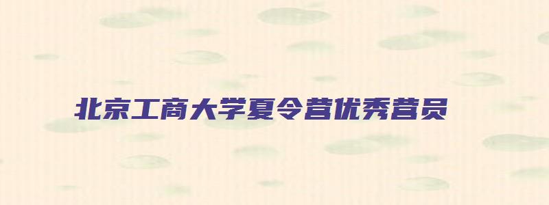 北京工商大学夏令营优秀营员