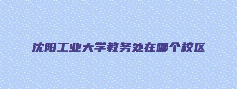 沈阳工业大学教务处在哪个校区