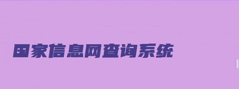 国家信息网查询系统