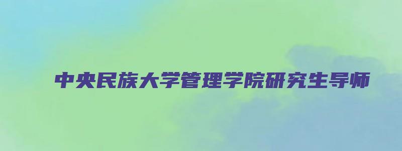 中央民族大学管理学院研究生导师