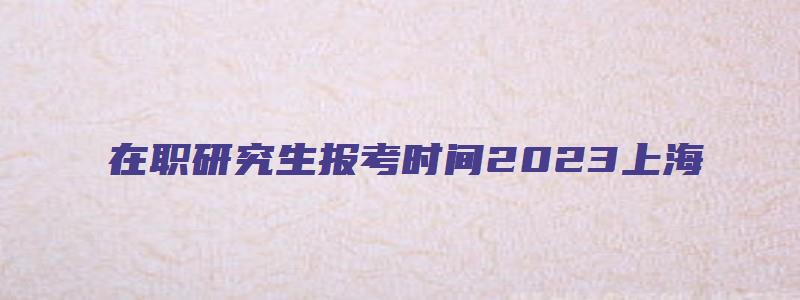 在职研究生报考时间2023上海