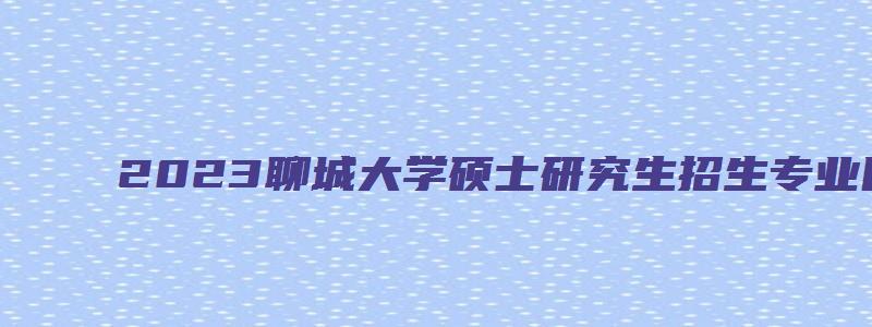 2023聊城大学硕士研究生招生专业目录