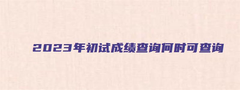 2023年初试成绩查询何时可查询